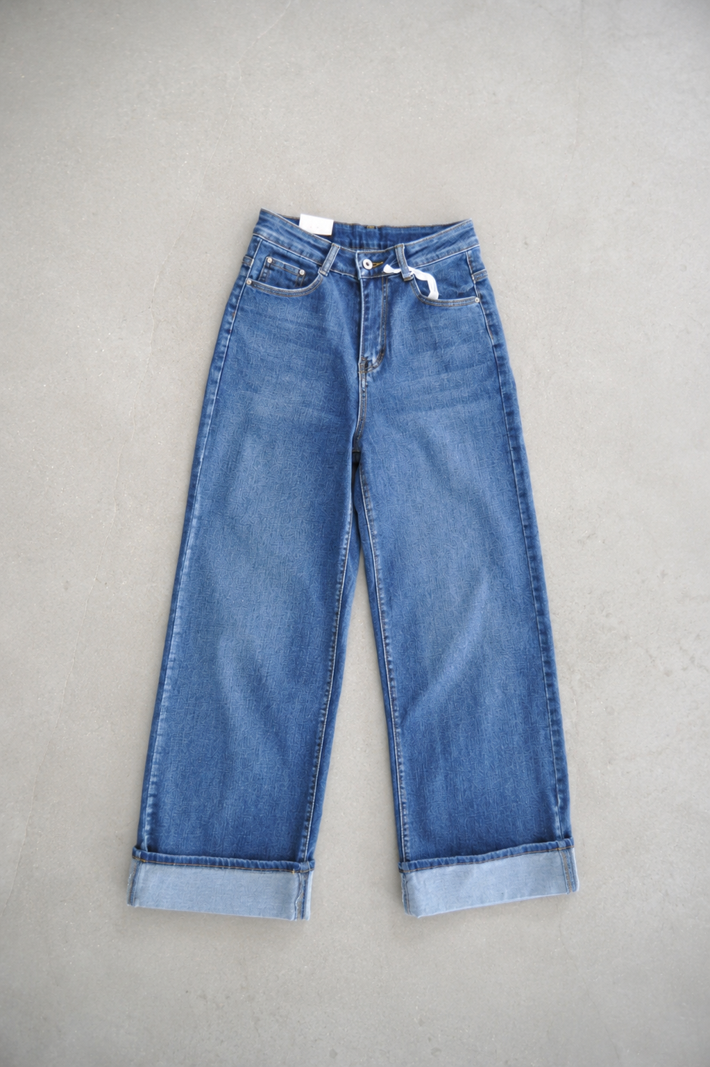 Jeans Wide Leg Denim con Maxi Risvolto - Conero