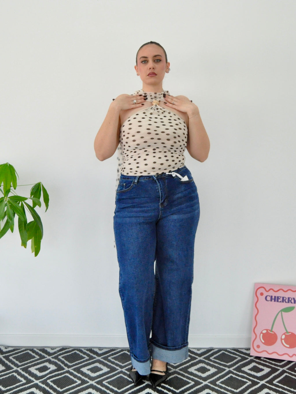 Jeans Wide Leg Denim con Maxi Risvolto - Conero
